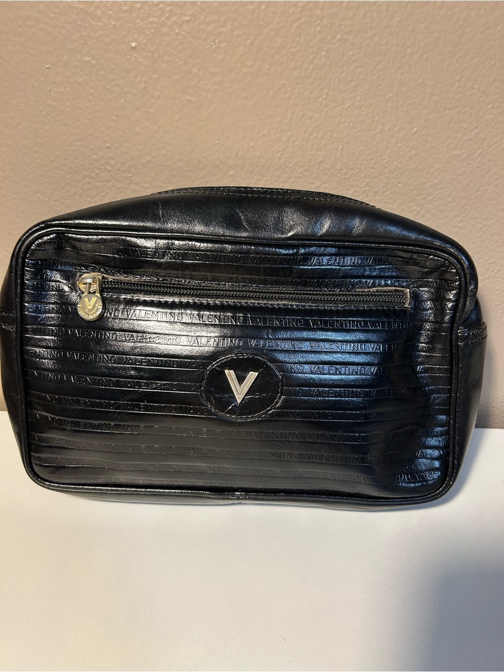 Mario Valentino Toiletry Bag Made In Italy Black Unisex
